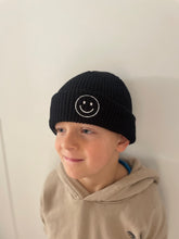 Load image into Gallery viewer, Black Smiley Beanie