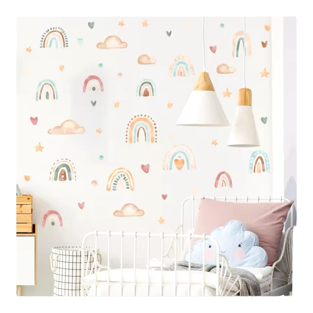 Rainbow Wall Stickers for Girls Nursery Bedroom 