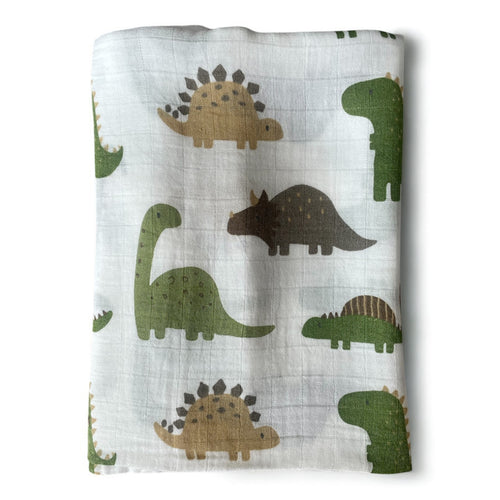 Green Dinosaur Muslin Swaddle