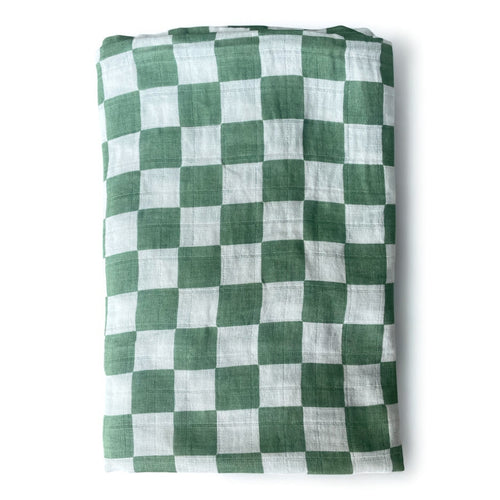 Green Checkered Muslin Swaddle