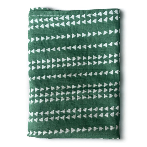 Green Patterned Muslin Swaddle
