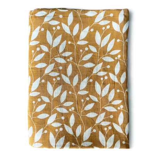 Mustard Floral Muslin Swaddle