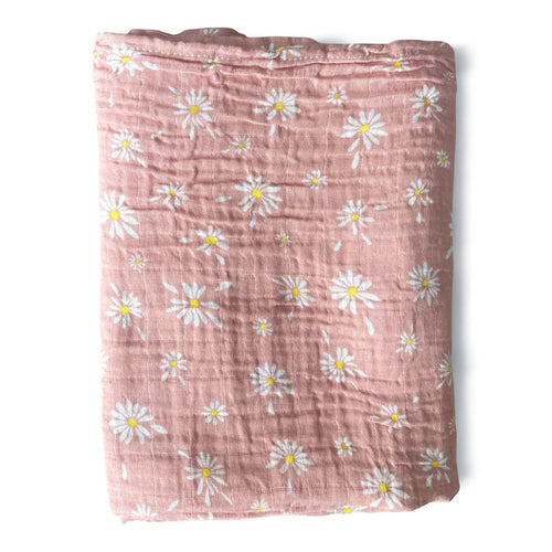 Dusty Pink Daisy Muslin Swaddle