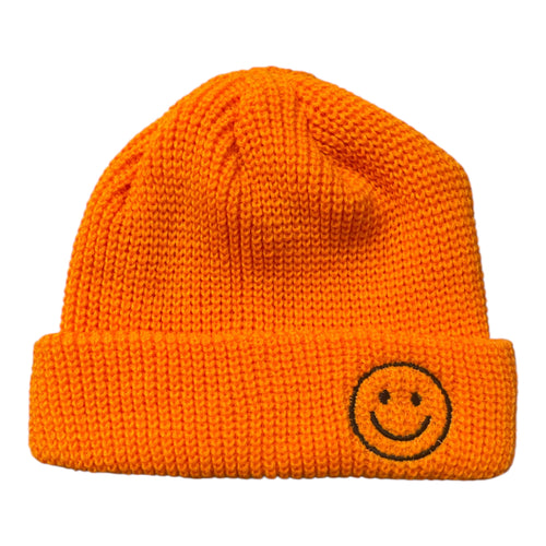 Orange Toddler Beanie Hat with Smiley Face