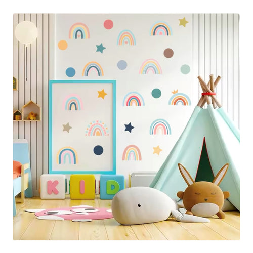 Rainbows, spots and stars wall stickers