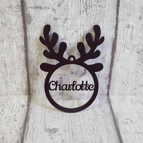 Personalised Red Sparkle Acrylic Antlers Christmas Decoration