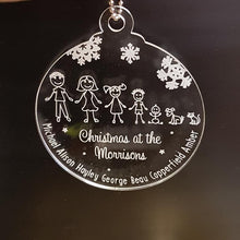 Load image into Gallery viewer, Personalised Christmas Decoration - Clear Family Bauble 