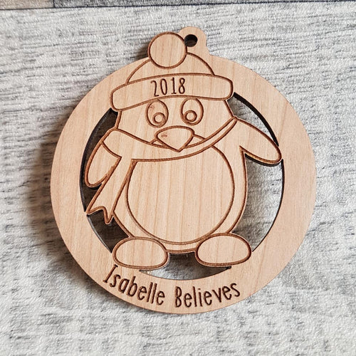 Wooden Penguin Christmas Decoration