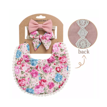 Load image into Gallery viewer, Summer Floral Boho Bib and Double Headband set